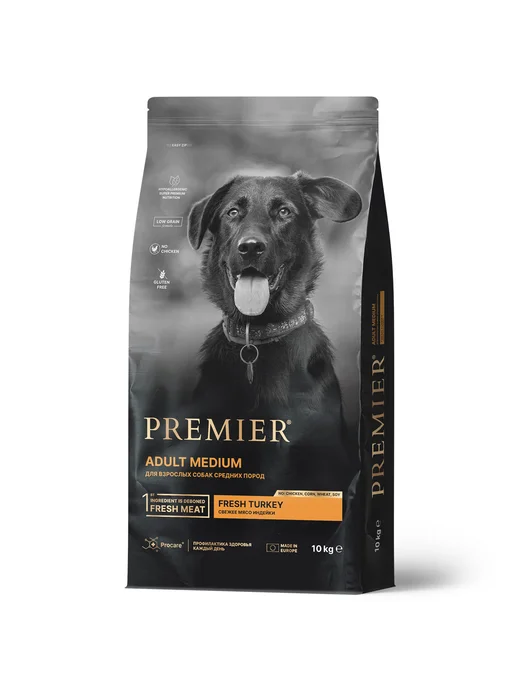 Сухой корм PREMIER Собакам для собак, взрослые, средние, индейка, 10 кг