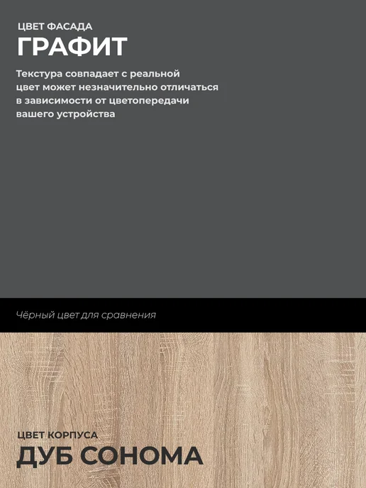 КРАФТМЕБЕЛЬ Кухонный модуль 40см с тремя ящиками Графит Н403, серый, фото 8