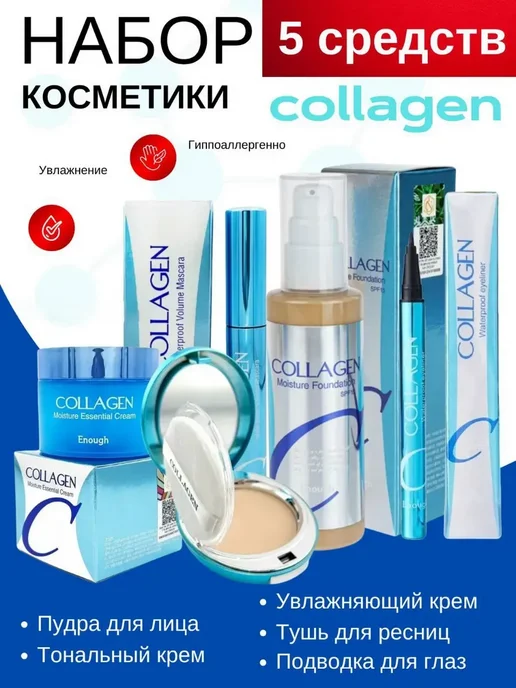 ENOUGH Подарочный набор уходовой косметики 5 в 1, синий