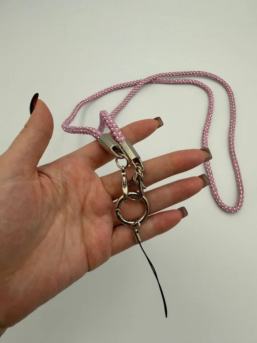 JB beads Шнурок для телефона и сумки, розовый, фото 2