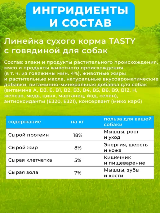 Сухой корм Tasty PETFOOD для собак, взрослые, говядина, 15 кг, фото 4