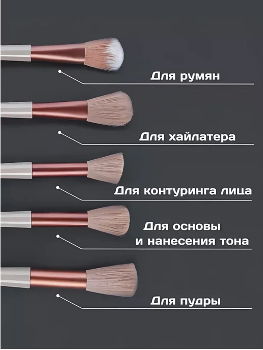 сosmetics кисти для макияжа набор 13в1, коричневый, фото 5