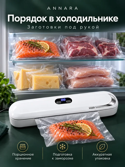 ANNARA Вакууматор для продуктов с запайкой и пакетами, белый, фото 2