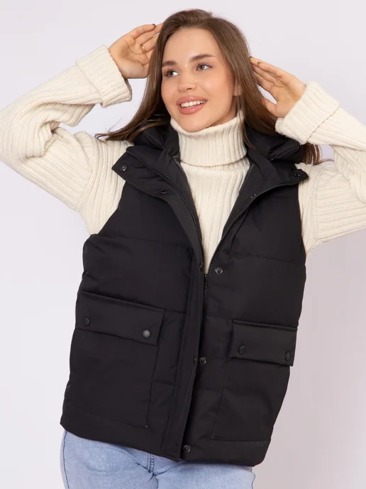 KEILY MODA Жилетка утепленная стеганая с капюшоном, черный, фото 5