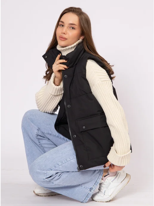 KEILY MODA Жилетка утепленная стеганая с капюшоном, черный, фото 6