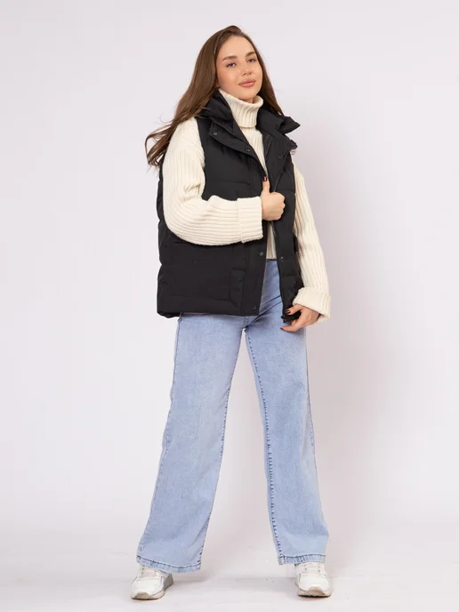 KEILY MODA Жилетка утепленная стеганая с капюшоном, черный, фото 7