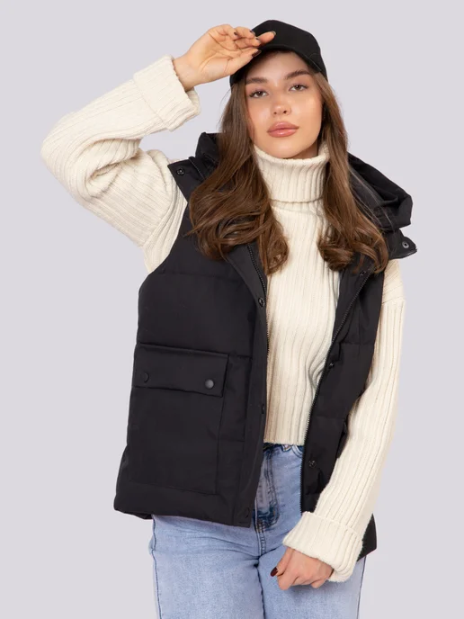 KEILY MODA Жилетка утепленная стеганая с капюшоном, черный, фото 8