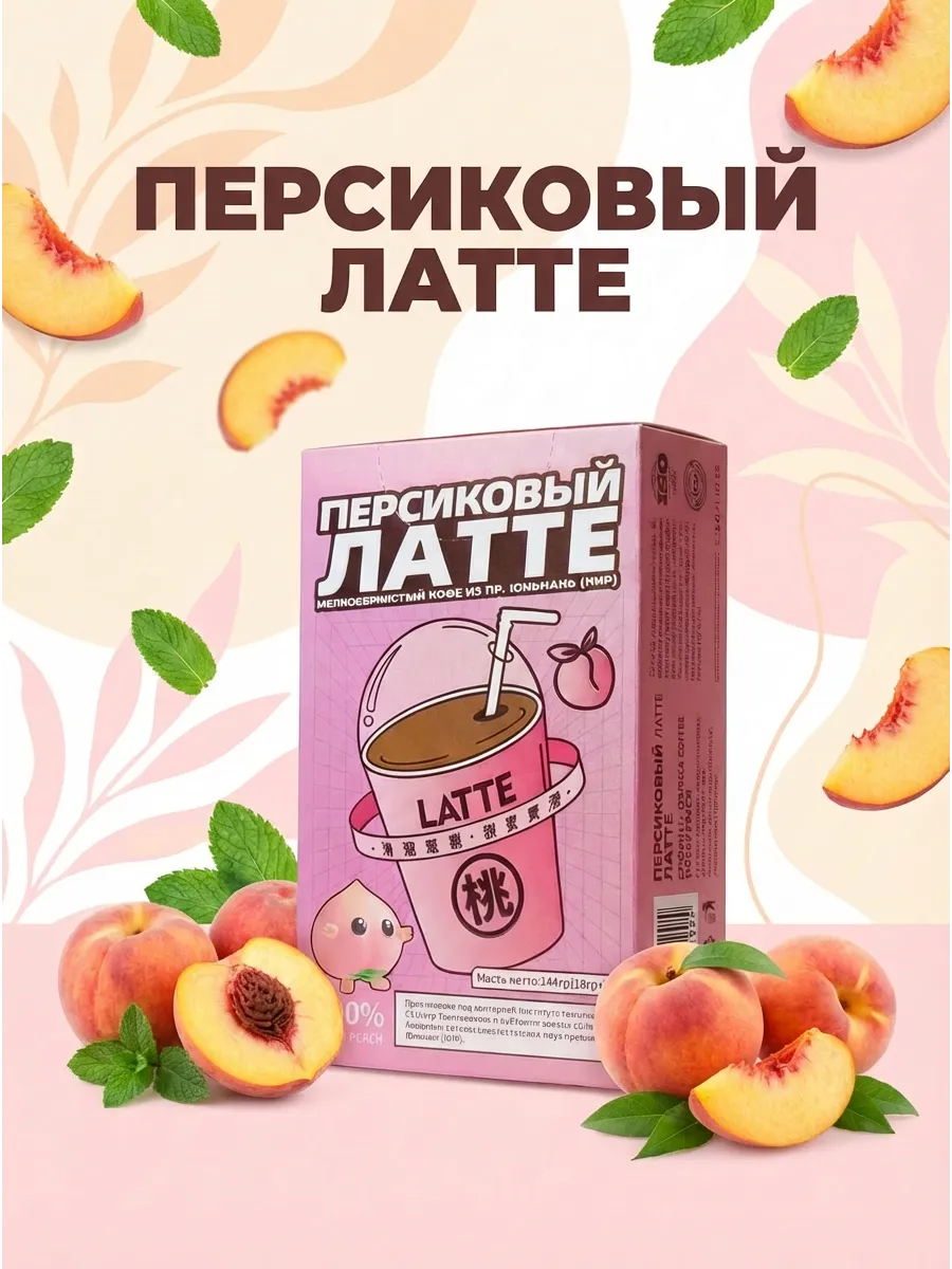 Кофе растворимый сублимированный Персиковый латте 3 в 1,8шт