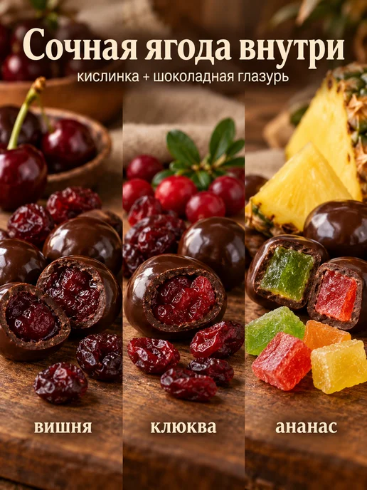 NATURAL FRUT Орехово-ягодный микс в темном шоколаде, 1 кг, 500 г, фото 4