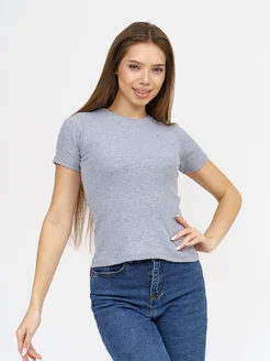 Футболка серая в рубчик