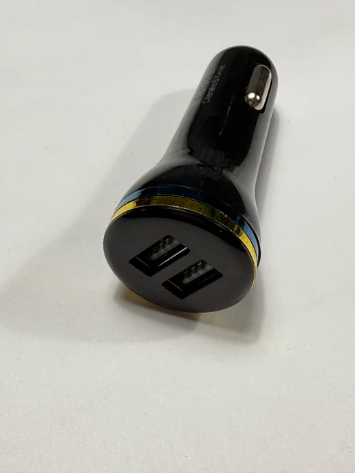 Штекер в прикуриватель 2 USB KO-9 с золотой каймой, золотой, фото 2