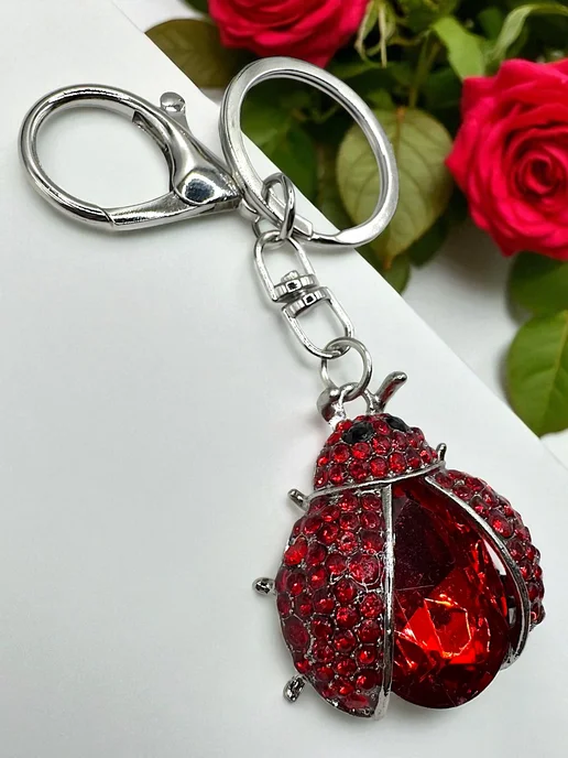 SABBI-STYLE Брелок оберег на ключи Божья коровка, красный