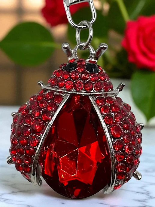 SABBI-STYLE Брелок оберег на ключи Божья коровка, красный, фото 4