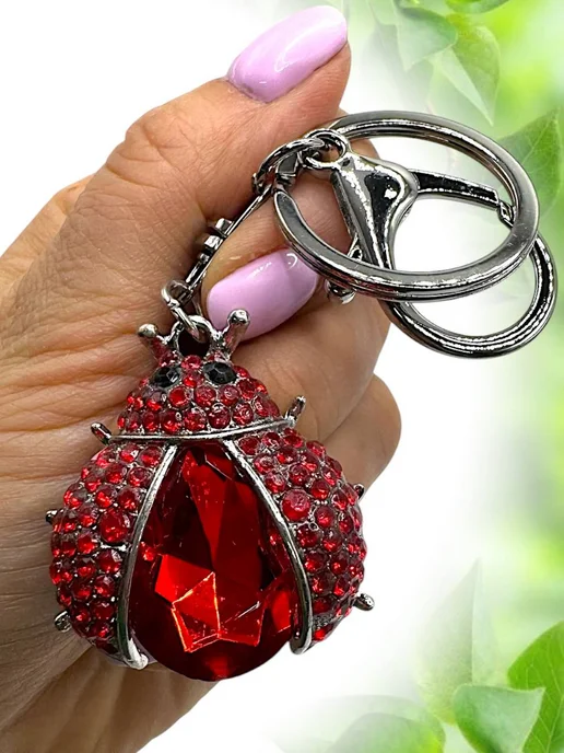 SABBI-STYLE Брелок оберег на ключи Божья коровка, красный, фото 8