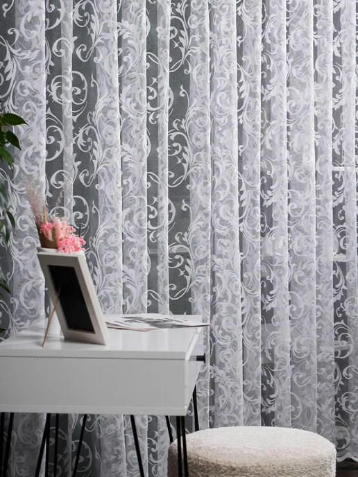 Textil-Home Тюль с узором 200х250 см на шторной ленте, 200x250 см, фото 2