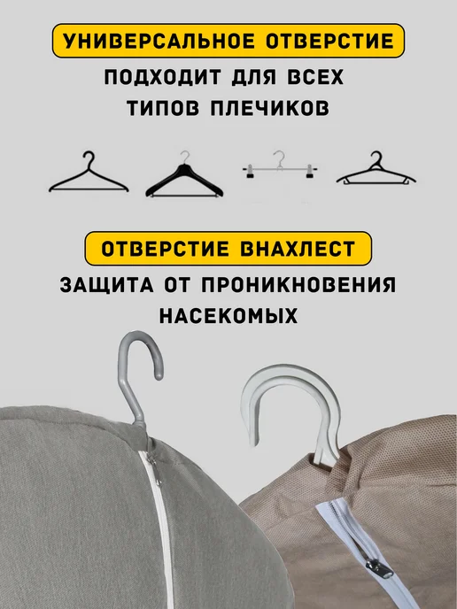Линучи Чехол для шубы дубленки Антимолевый 130см и Средство от моли, серый, фото 3