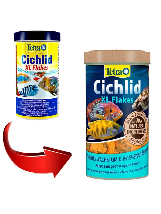 TETRA Корм для рыбок цихлид хлопья Cichlid XL Flakes 500 мл, 500 мл, 4 шт, фото 2