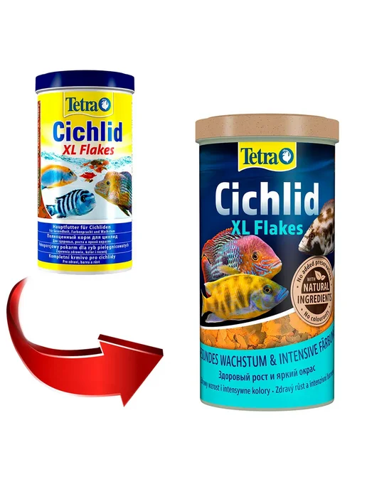 TETRA Корм для рыбок цихлид хлопья Cichlid XL Flakes 500 мл, 1 л, 2 шт, фото 2