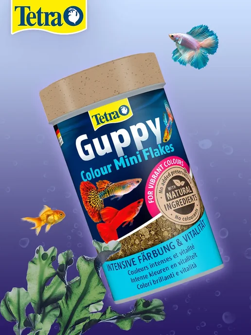 TETRA Корм для рыбок гуппи хлопья Guppy Colour Mini Flakes 100мл 4…, 100 мл, фото 3