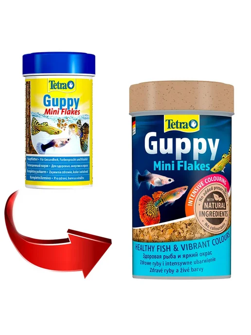 TETRA Корм рыб аквариумных гуппи хлопья Guppy Mini Flakes 250мл 4ш, 100 мл, фото 2