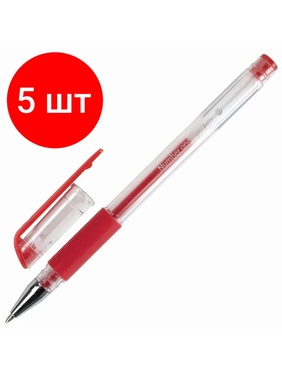 Ручка гелевая с грипом "Number One", КРАСНАЯ