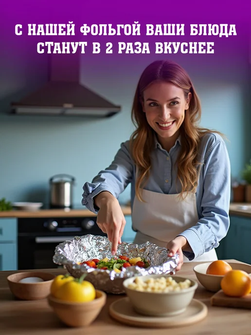Фольга пищевая 30см х 10м, 30мкм для кухни и запекания, 15 м, фото 2