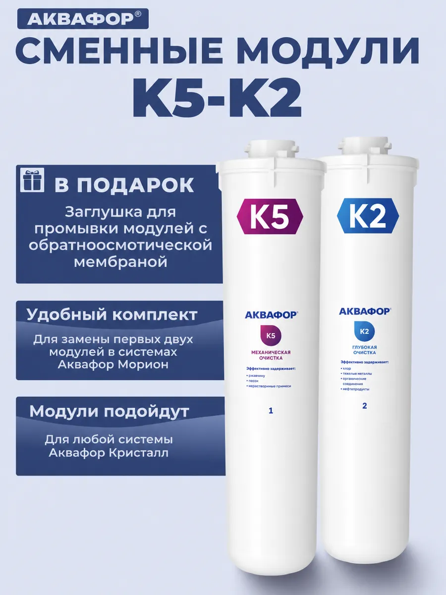 Фильтр для воды картридж К5-К2 + заглушка для промывки