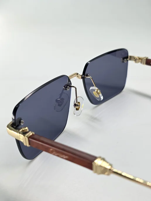 CARTIER Солнцезащитные очки прямоугольные, черный, фото 2