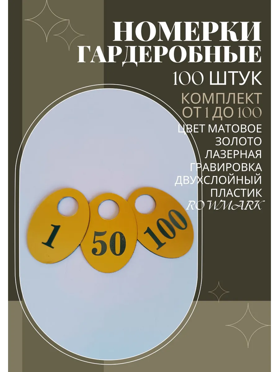 Гардеробные номерки 1-100 золото