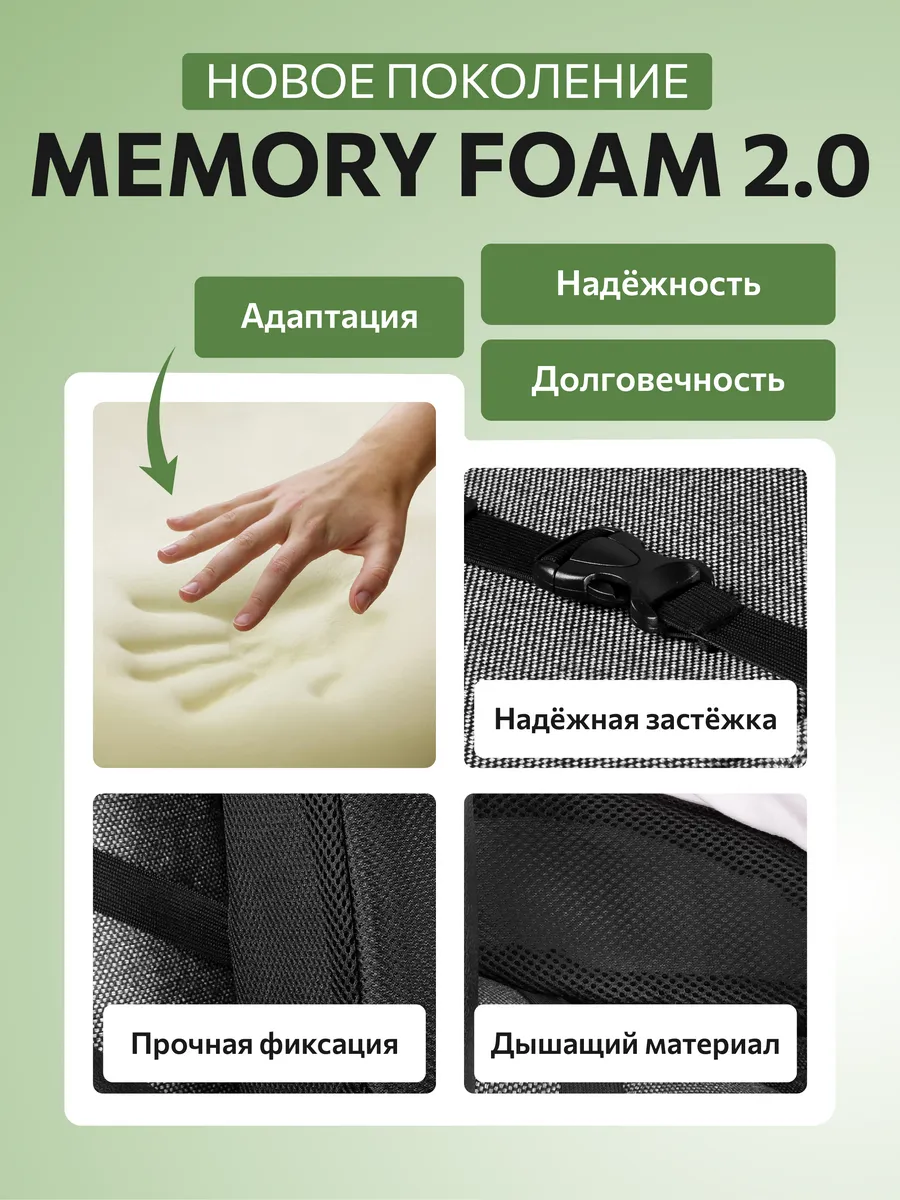 Поясничная подушка с эффектом памяти компактная 30х30 фото 3