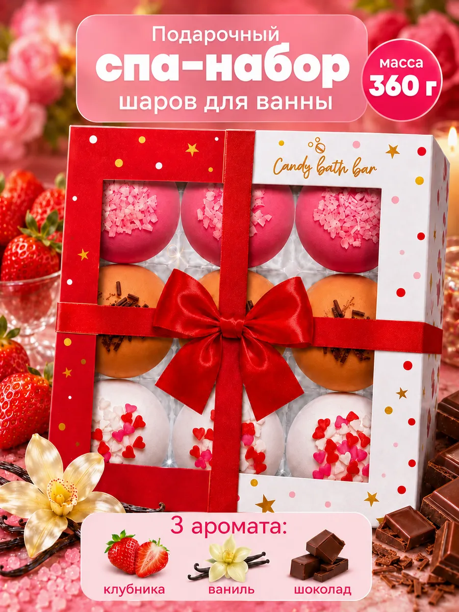 Бомбочки для ванны подарочный набор bonbons 360гр