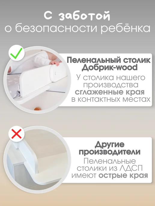 Добрик-wood Пеленальная доска на комод складная c матрасиком, белый, фото 6