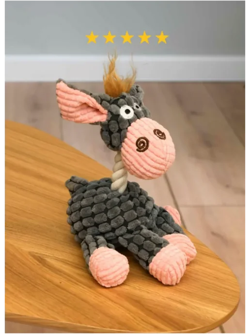 PetShop Игрушка для кошек и собак мягкая "Ослик", серый, фото 3