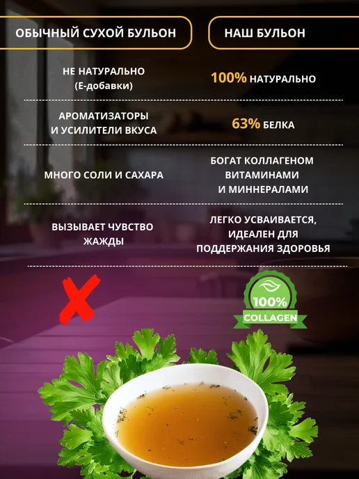 БУЛЬОНОМАНИЯ Костный бульон говяжий для суставов и связок ароматный 200 г, 200 г, фото 3