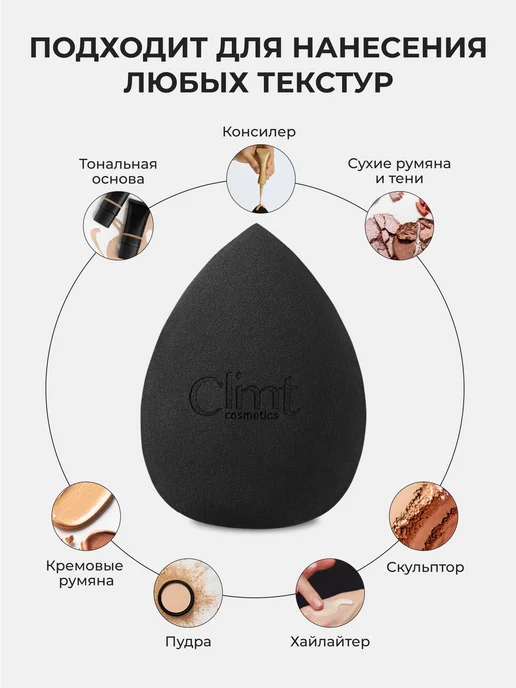 CLIMTCOSMETICS Спонж для макияжа набор 2 шт для тонального крема и пудры, 2 шт, фото 5