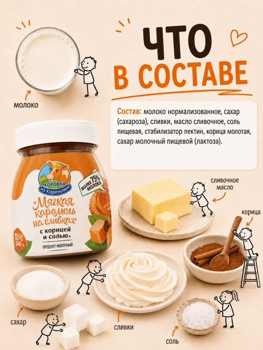 Коровка из Кореновки Карамель мягкая на сливках с корицей и солью 2 шт по 330 гр, 2 шт, 330 г, фото 7