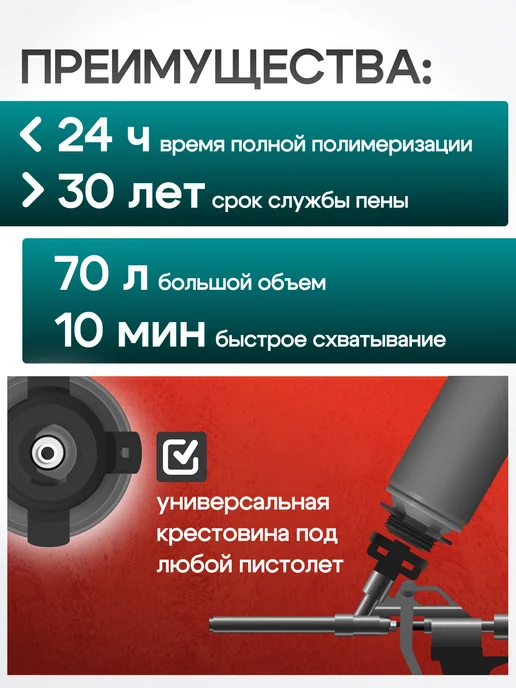 Ansar Пена монтажная под пистолет всесезонная 70 3 шт, 6 шт, фото 2