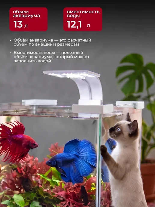 FISH TANK professional Аквариум для петушка Nano куб 13, белый, фото 2