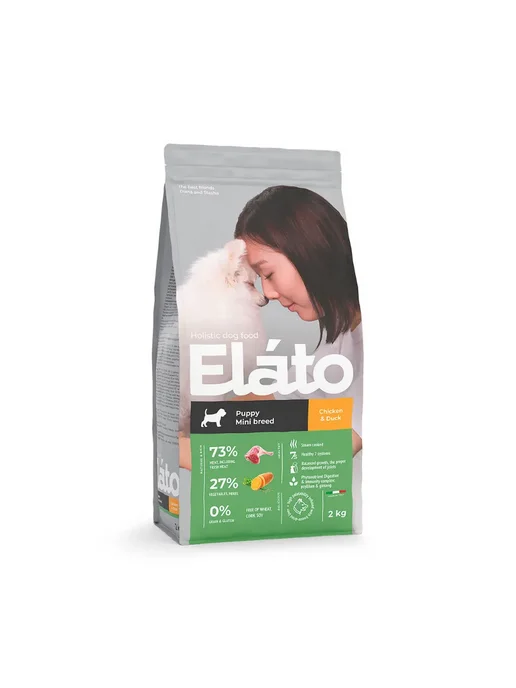 Сухой корм Elato для собак, беззерновой, мелкие, щенки, курица, утка, 2 кг, фото 2