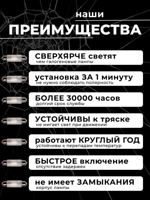 RAZUMLED Лампы C5W светодиодные освещение салона 36мм, 5 Вт, фото 7