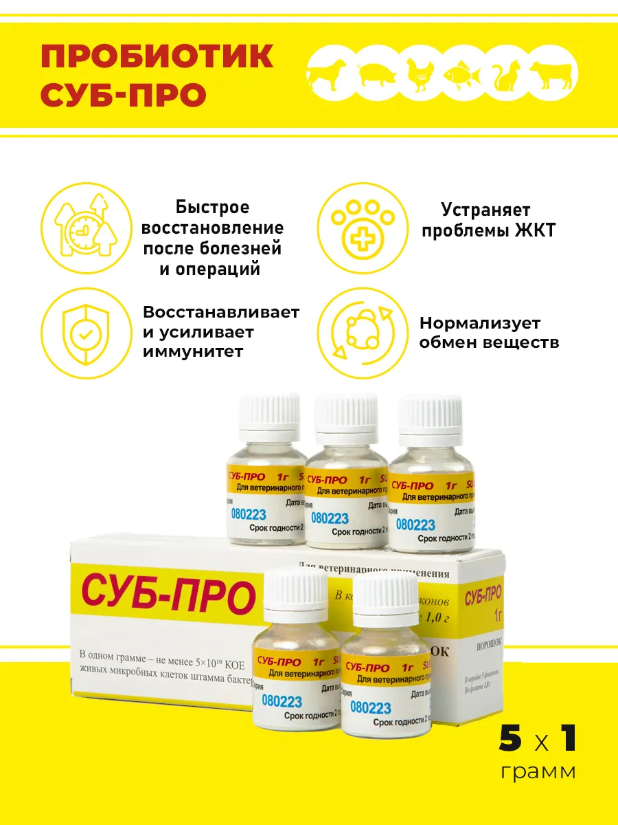 Пробиотик витамины и добавки для кошек и собак 5гр
