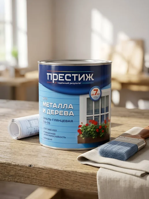 Престиж Эмаль ПФ-115 глянцевая желтая для металла и дерева 2.8 кг, 2,8 кг, фото 2