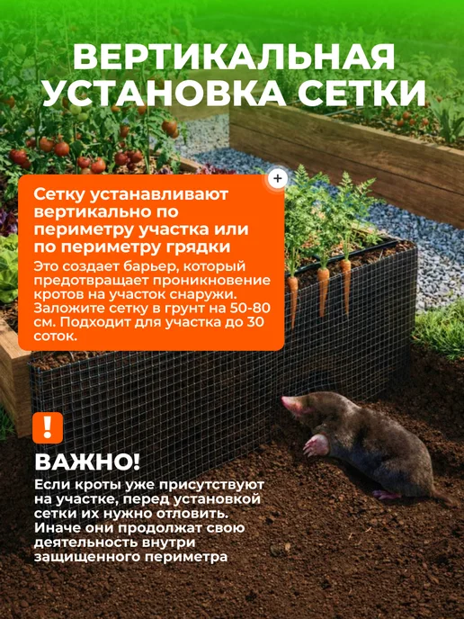ЧЗМ Сетка от кротов грызунов 1х10м пластиковая ячейка 15*15мм, 1x10 м, фото 5