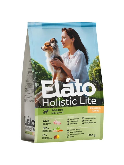 Сухой корм Elato Holistic Lite для собак, мелкие, индейка, курица, 0,5 кг, фото 2