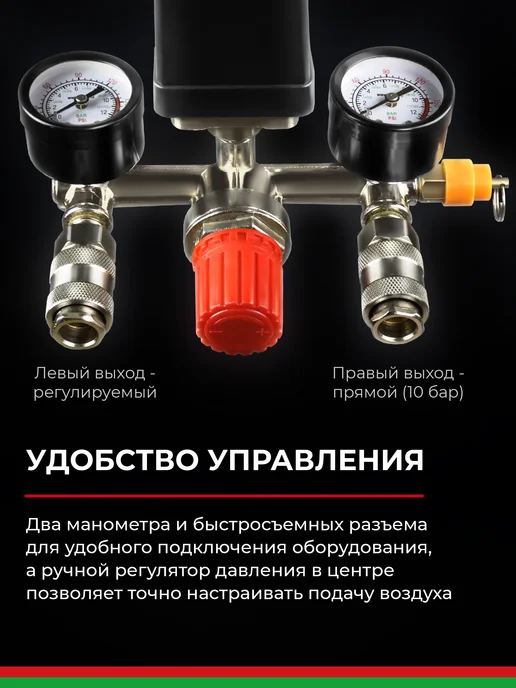 БЕЛАК Компрессор воздушный поршневой для гаража 50л 330 л мин, 100 л, 490 л, фото 4