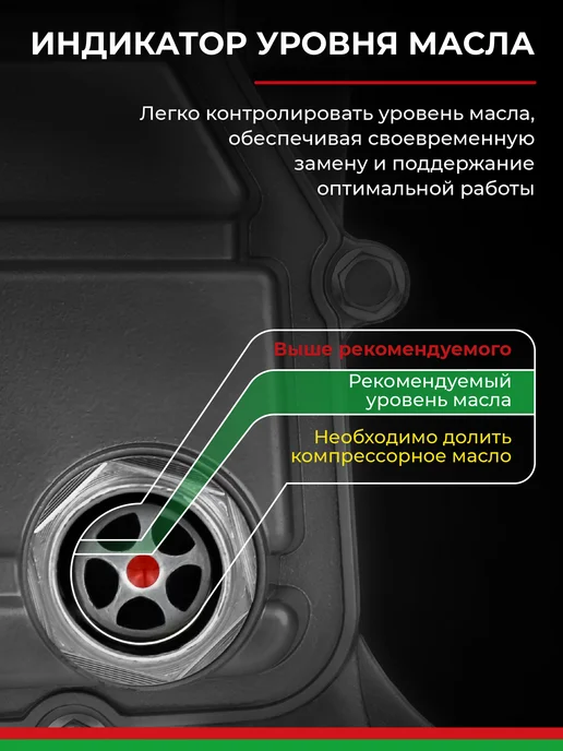 БЕЛАК Компрессор воздушный поршневой для гаража 50л 330 л мин, 50 л, 330 л, фото 5