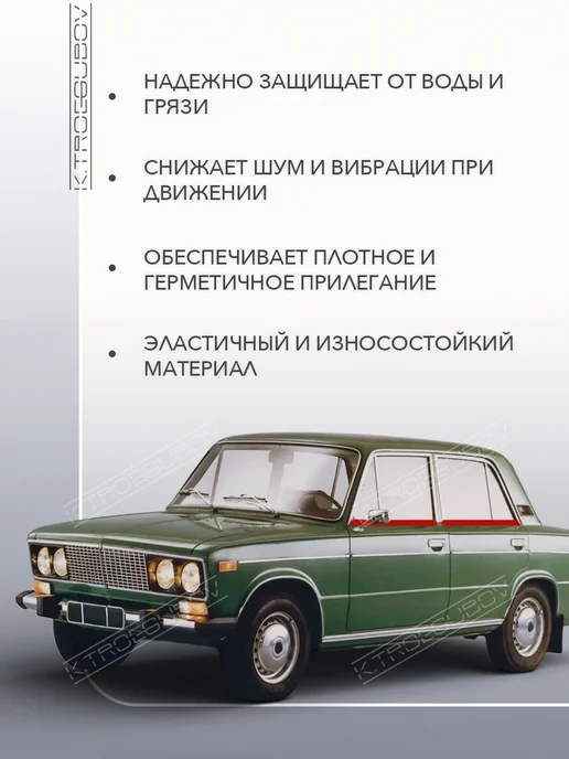 K.TROEGUBOV Бархотка низа опускных стекол подходит для ВАЗ 2101 2106, вариант, фото 2