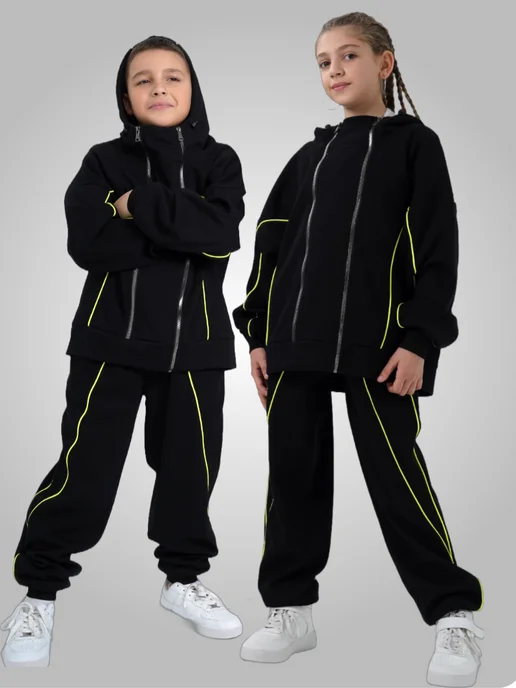 Sonechkashop Костюм спортивный на молнии, черный, фото 2