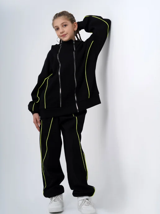 Sonechkashop Костюм спортивный на молнии, черный, фото 4