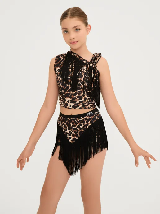 Sveta Dance Fashion Асимметричный топ с кистями, коричневый, фото 6